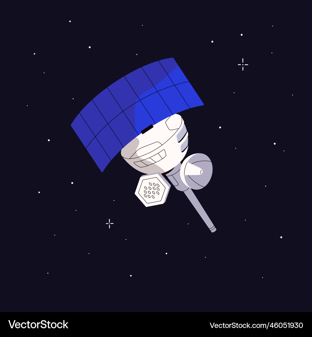 Artificial satellite in outer space flying Artificial satellite in outer space flying vector image