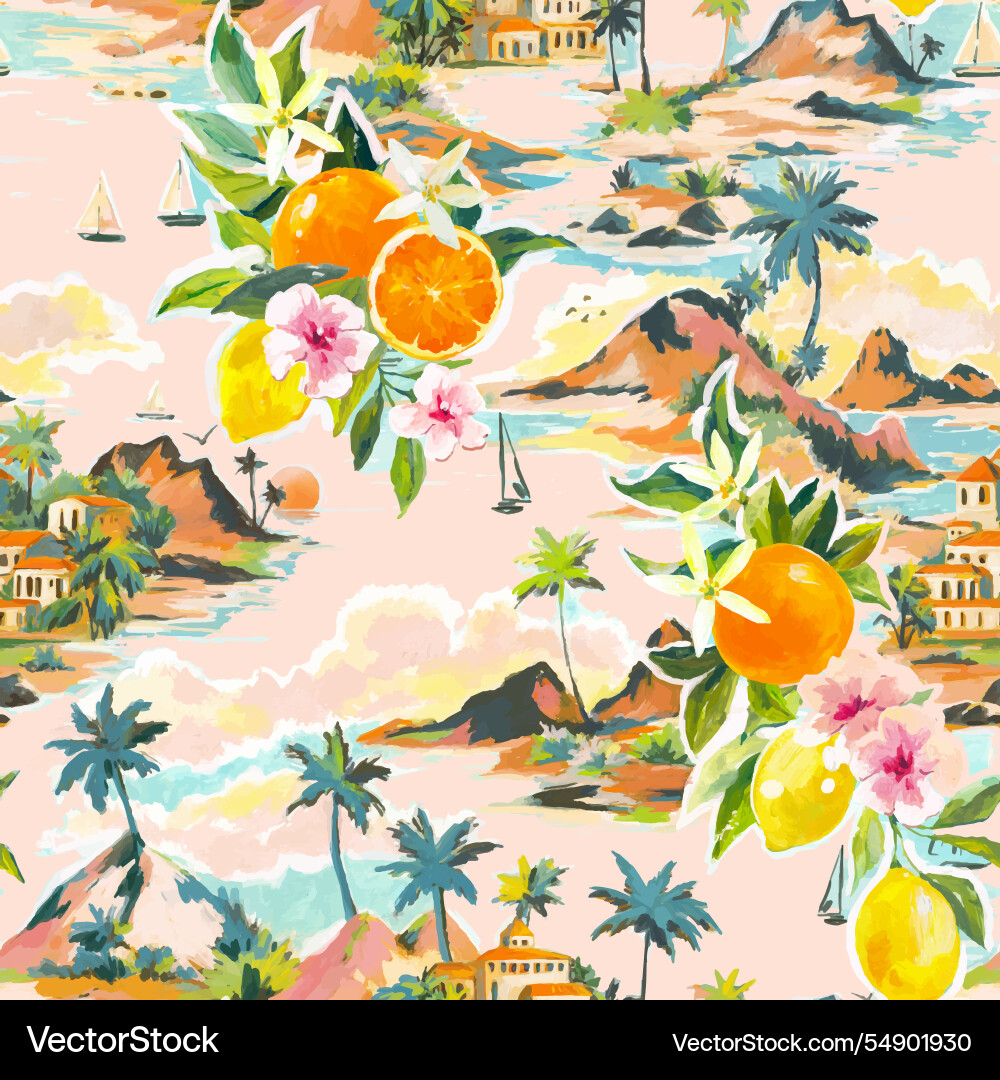Beautiful tropical seamless pattern Beautiful tropical seamless pattern vector image