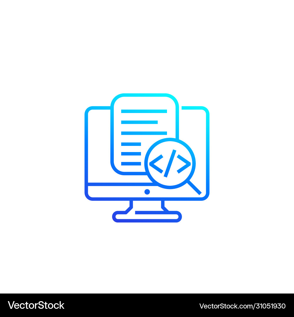 Code review icon linear vector image
