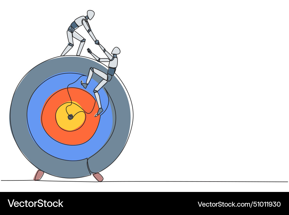 Continuous one line drawing smart robotic helps Continuous one line drawing smart robotic helps vector image
