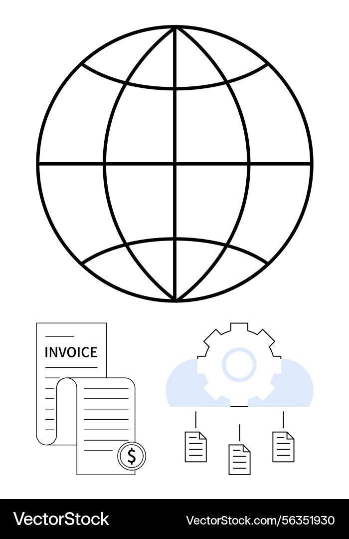 Global financial automation with invoices Global financial automation with invoices vector image