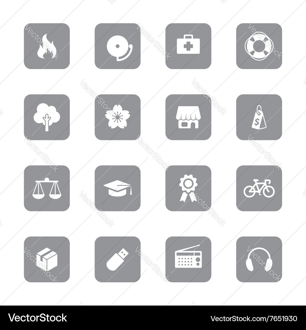 Gray web icon set 6 on rounded rectangle Vector Image