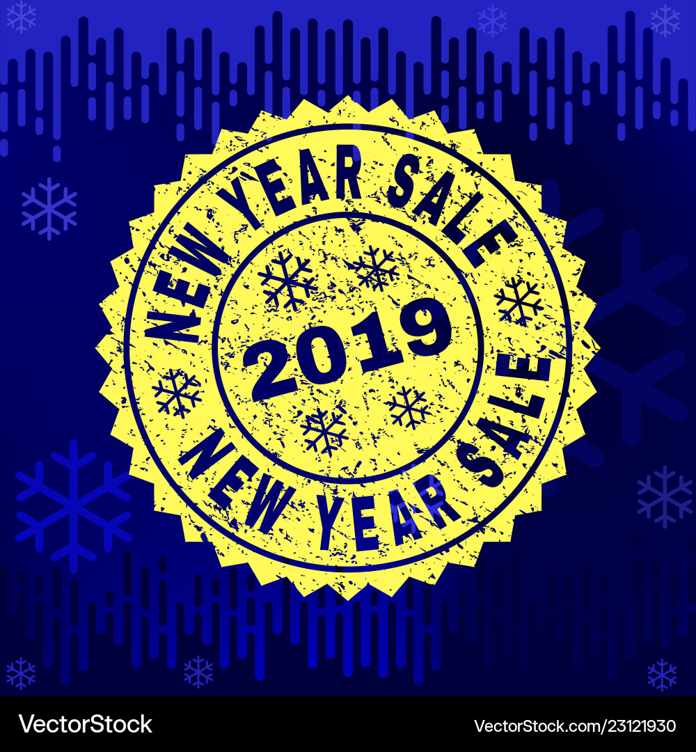 Grunge new year sale stamp seal on winter Grunge new year sale stamp seal on winter Vector Image