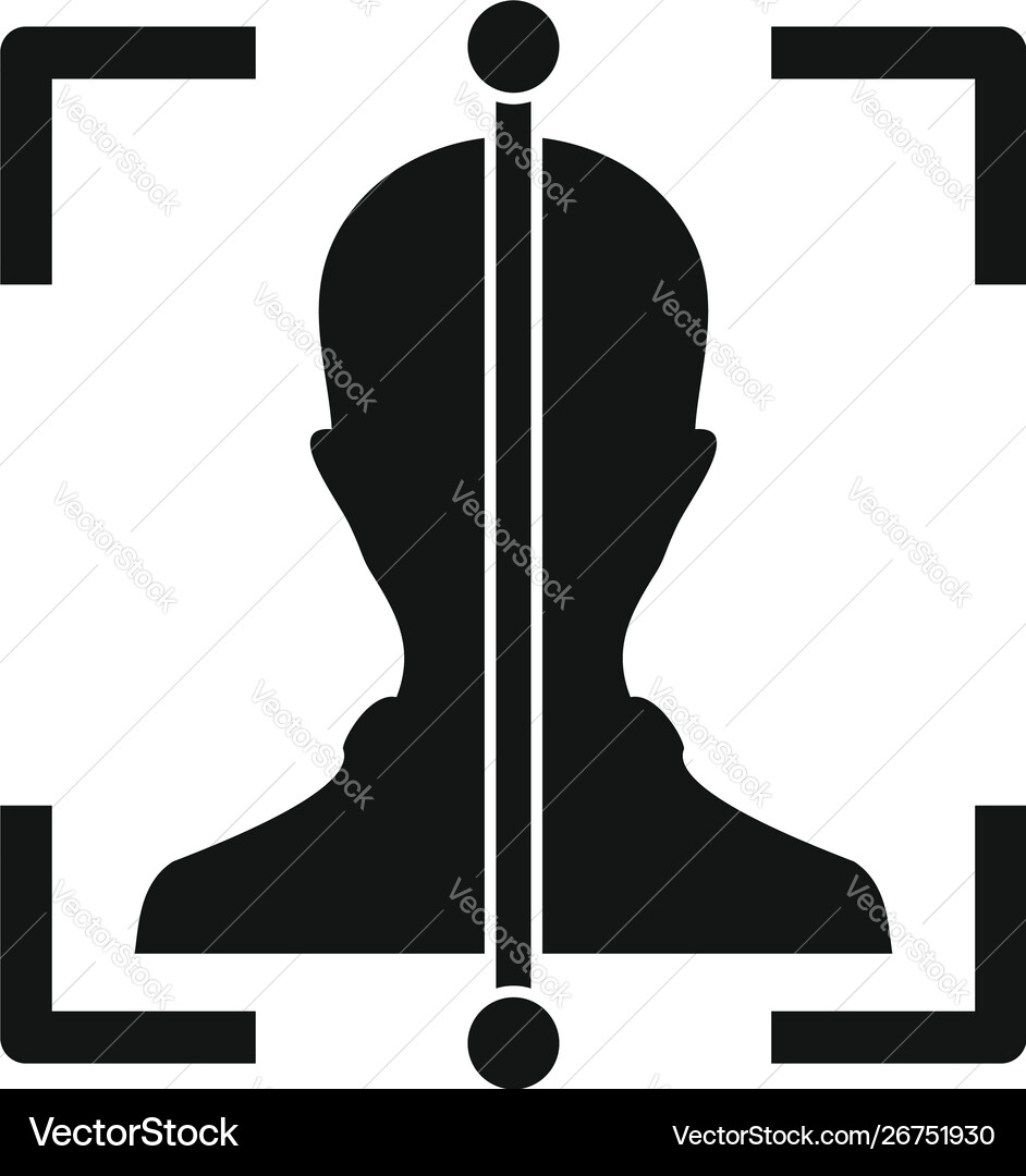 Line face scan icon simple style Line face scan icon simple style vector image