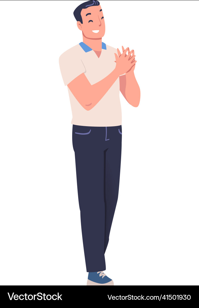 Man character standing and clapping his hands Man character standing and clapping his hands vector image