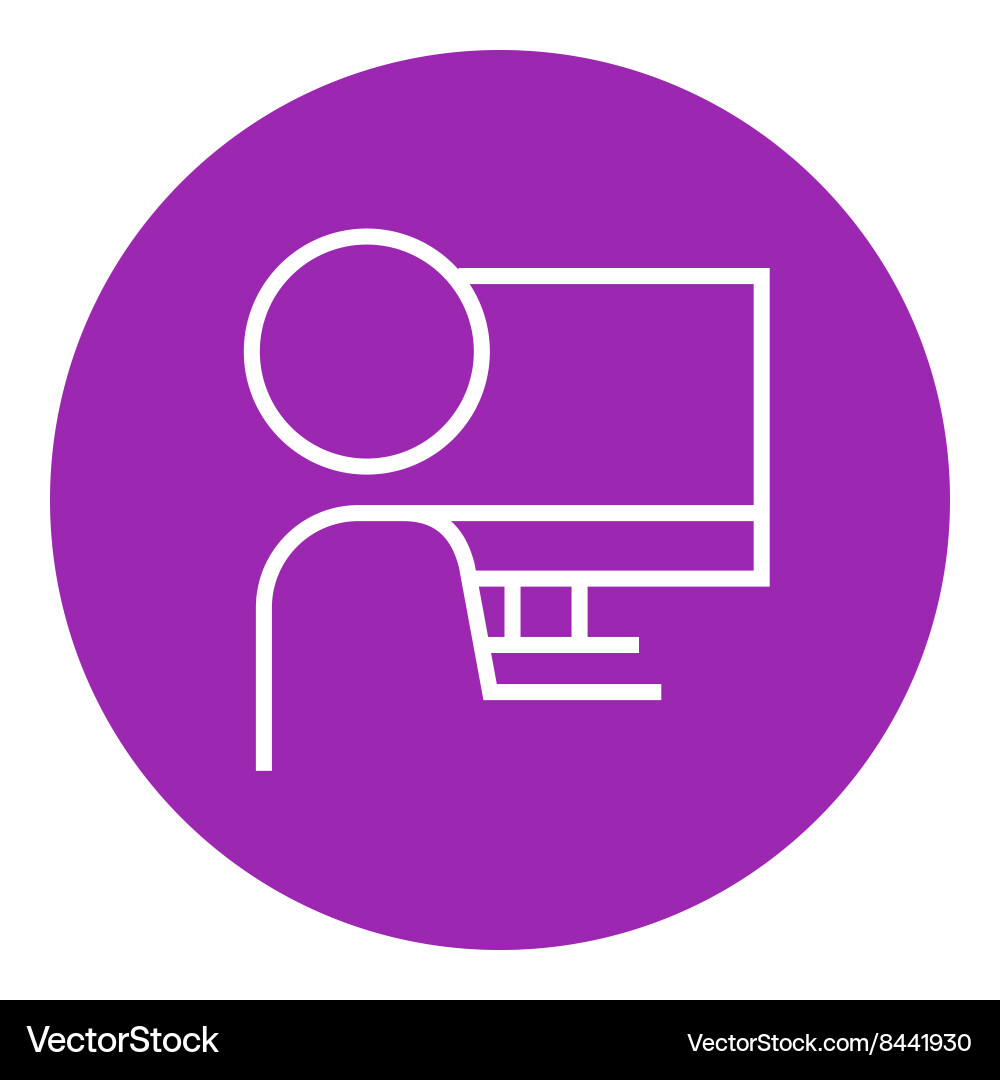 Man working at his computer line icon vector image