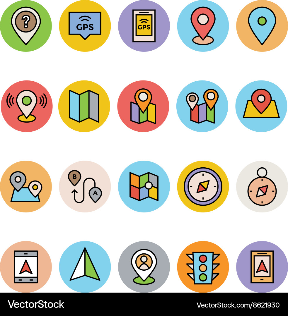 Map and navigation icons 2 vector image