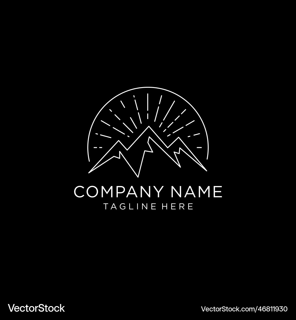 Mountain Line Art Logo – Free Vector | VectorStock, image size:1000x1080