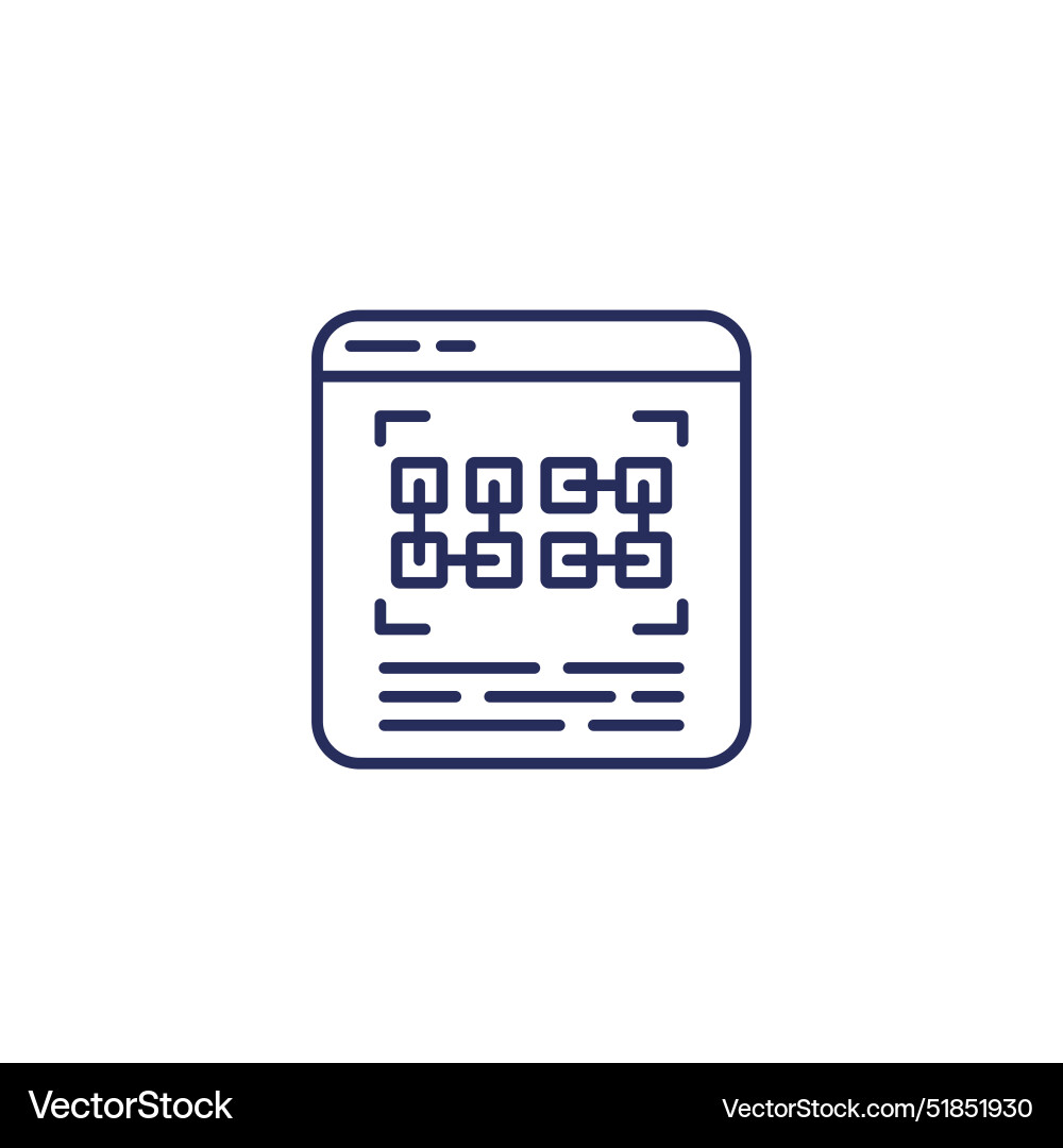 Pattern recognition software line icon on white Vector Image