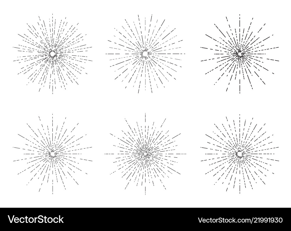 Retro sun bursts set vintage radiant rays Retro sun bursts set vintage radiant rays vector image