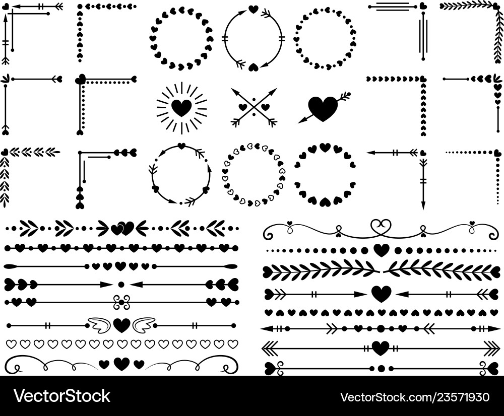 Romantic Heart Ornament Collection Vector Image