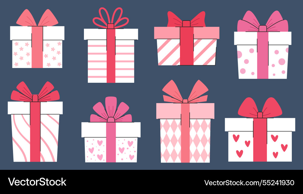 Valentine s day gift boxes set collection Valentine s day gift boxes set collection vector image