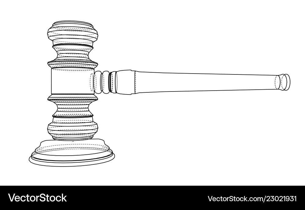 3d outline gavel rendering of 3d outline gavel rendering of Vector Image