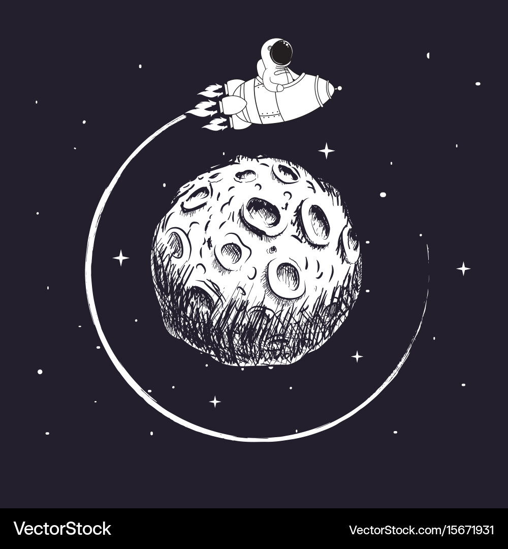 Astronaut Orbiting the Moon vector image