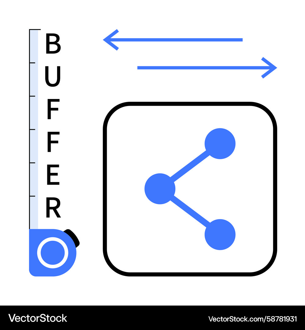 Buffer scale and sharing icon with arrows Buffer scale and sharing icon with arrows Vector Image