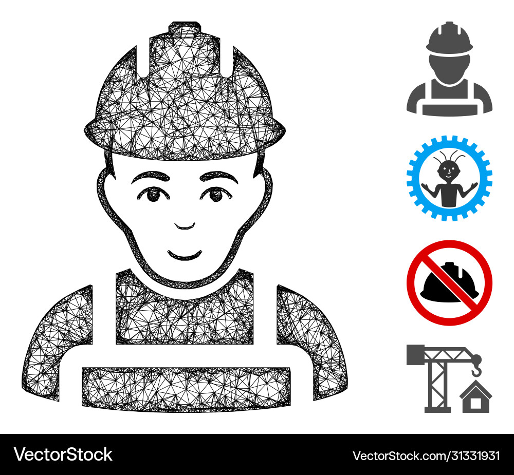 Builder web mesh Builder web mesh vector image