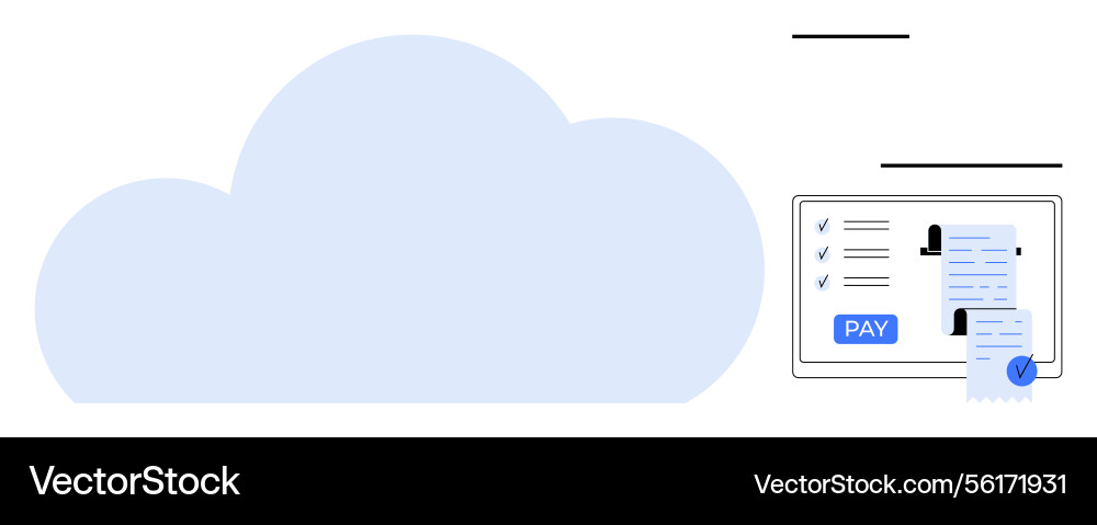 Cloud computing payment screen with checkmarks Cloud computing payment screen with checkmarks vector image