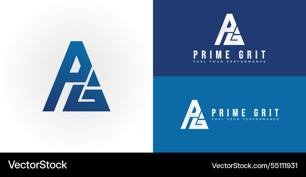 Dynamic logo design features the initials pg Vector Image