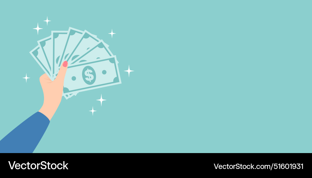 Female hand holding stack of dollar banknotes Female hand holding stack of dollar banknotes vector image