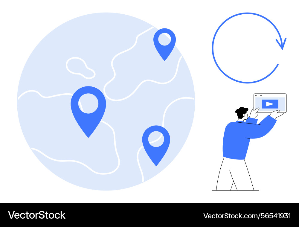 Global connection concept with map pins circular Global connection concept with map pins circular vector image