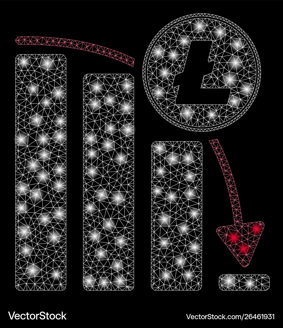 Glowing mesh network litecoin falling acceleration Glowing mesh network litecoin falling acceleration vector image