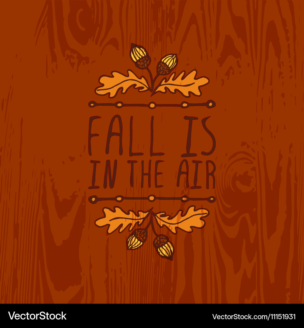 Handdrawn autumn element with text vector image
