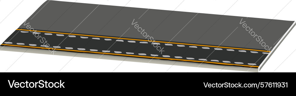 Isometric road segment with broken lines graphic vector image