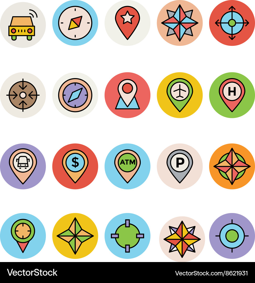Map and navigation icons 3 vector image