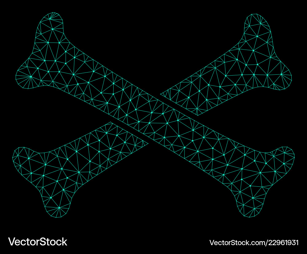 Mesh crossing bones in polygonal 2d style Mesh crossing bones in polygonal 2d style vector image