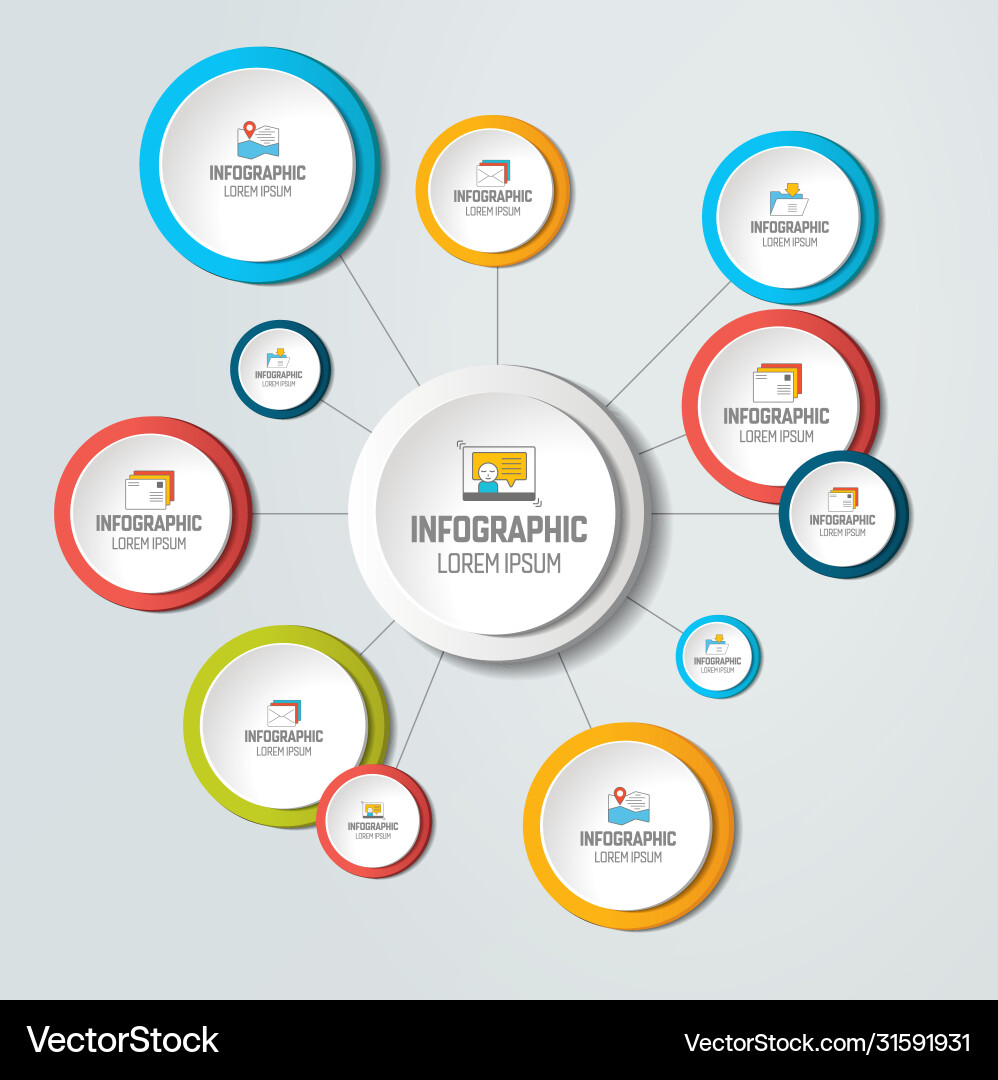 Net molecule structure with circles infographic vector image