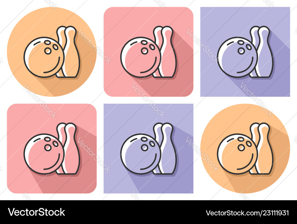 Outlined icon of bowling with parallel vector image