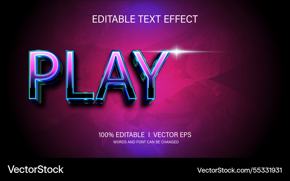 Play 3d text effect with modern style design Play 3d text effect with modern style design vector image
