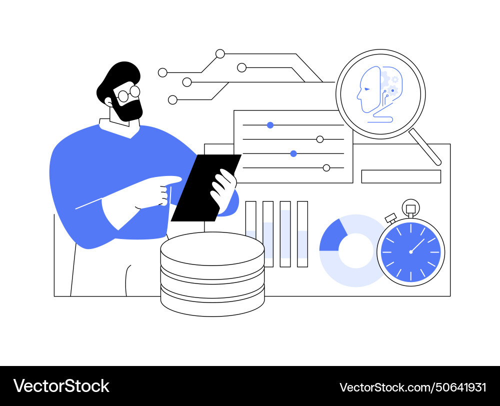 Real-time data analysis with ai abstract concept vector image