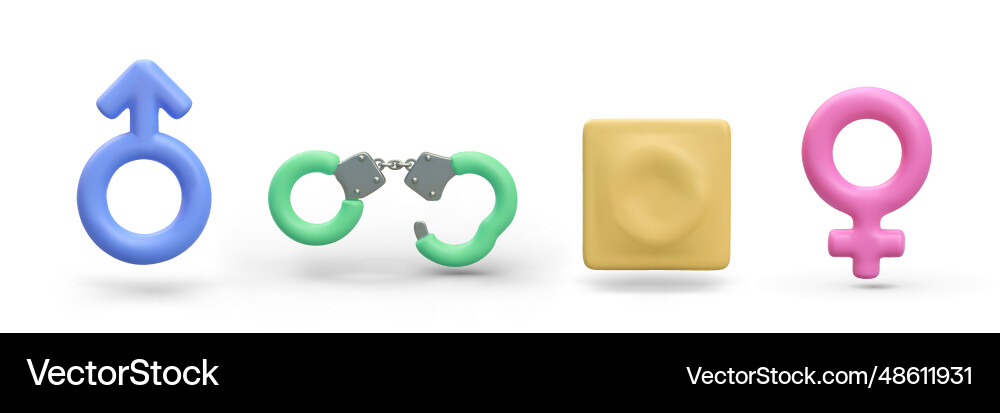 Safe sex 3d male and female gender symbols Safe sex 3d male and female gender symbols vector image