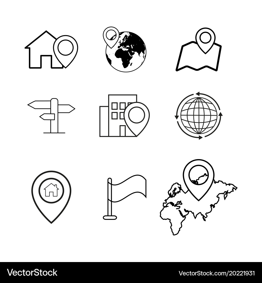 Set of novigation pinpointer icons Vector Image