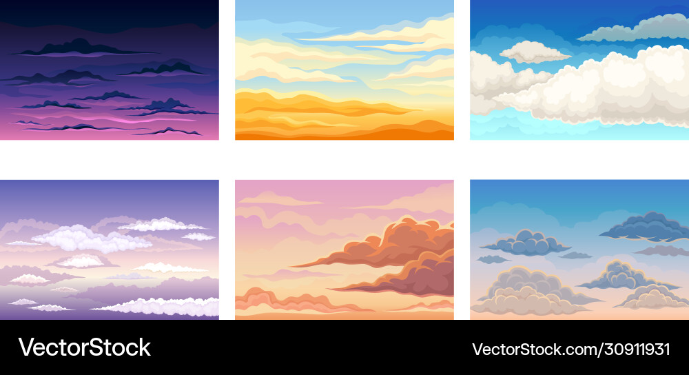 Sky view with clouds scudding across Vector Image