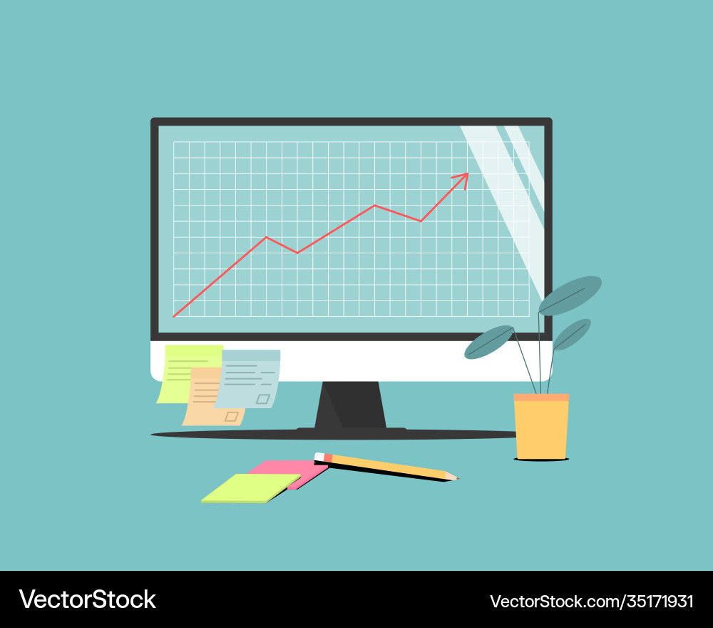Statistics business development on computer Statistics business development on computer vector image