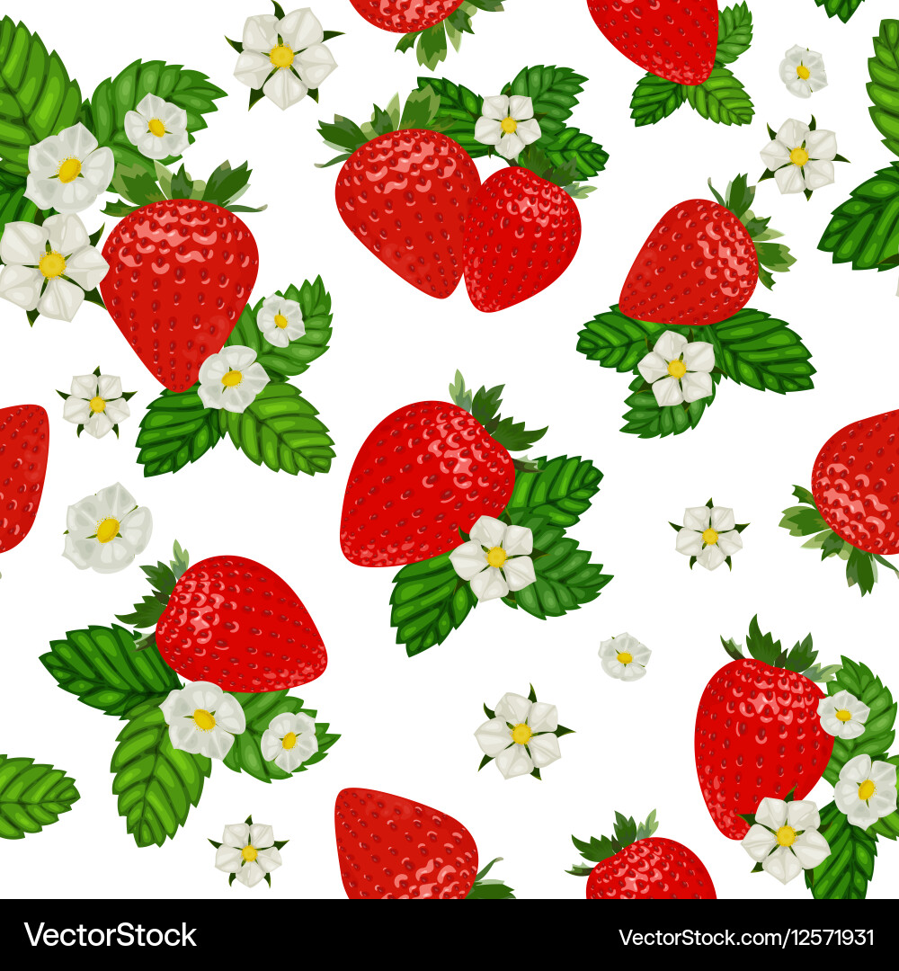 Strawberry seamless pattern background Vector Image