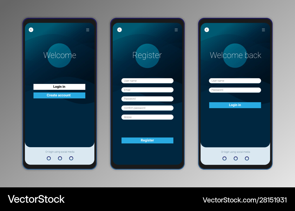 Ui ux mobile application interface design vector image