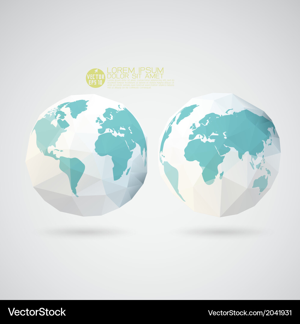 World map with polygon texture isolated background vector image