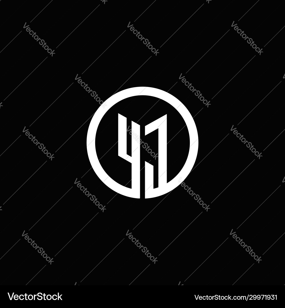 Yj monogram logo isolated with a rotating circle vector image