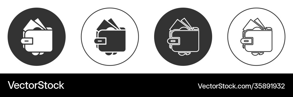 Black wallet with stacks paper money cash icon Black wallet with stacks paper money cash icon vector image