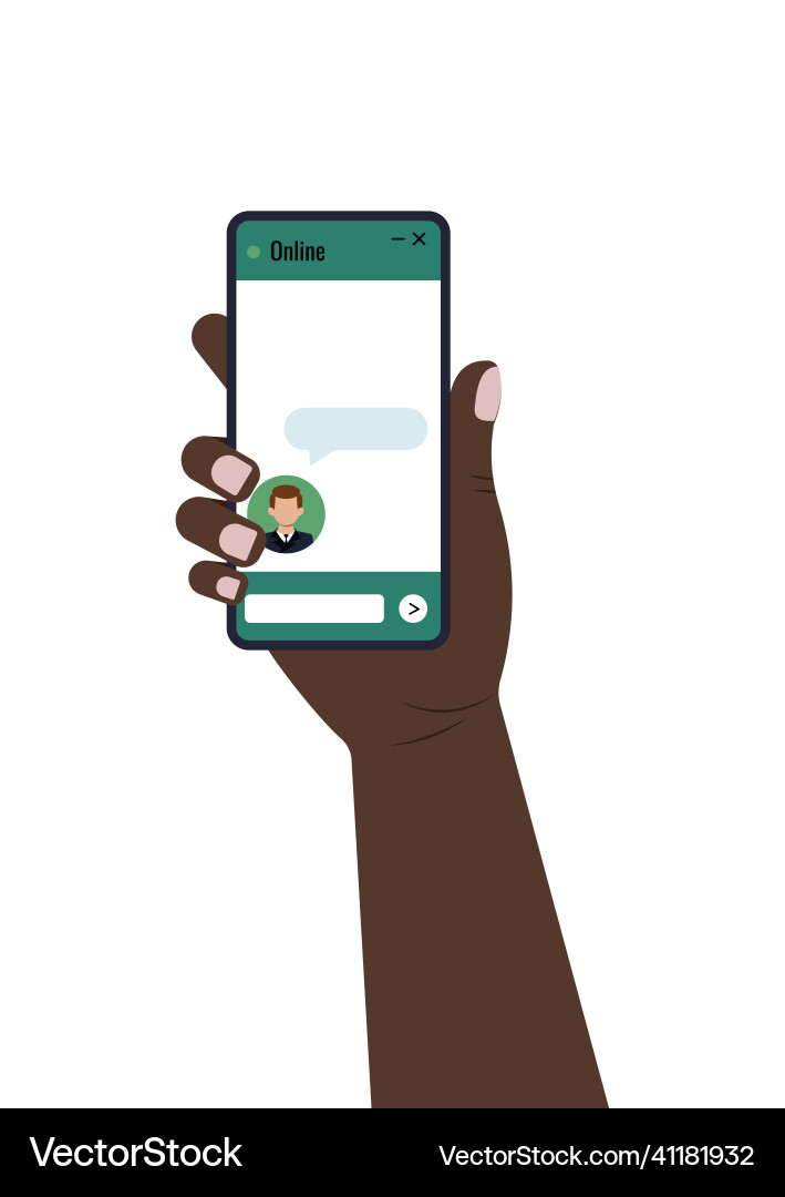 Chat bot dialoge windows on smartphone screen Chat bot dialoge windows on smartphone screen vector image