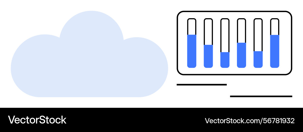 Cloud Computing mit Datenmetriken im Inneren Vektorbild