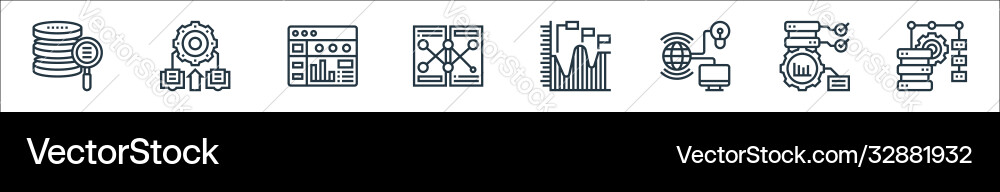 Data analytics line icons linear set quality Vector Image