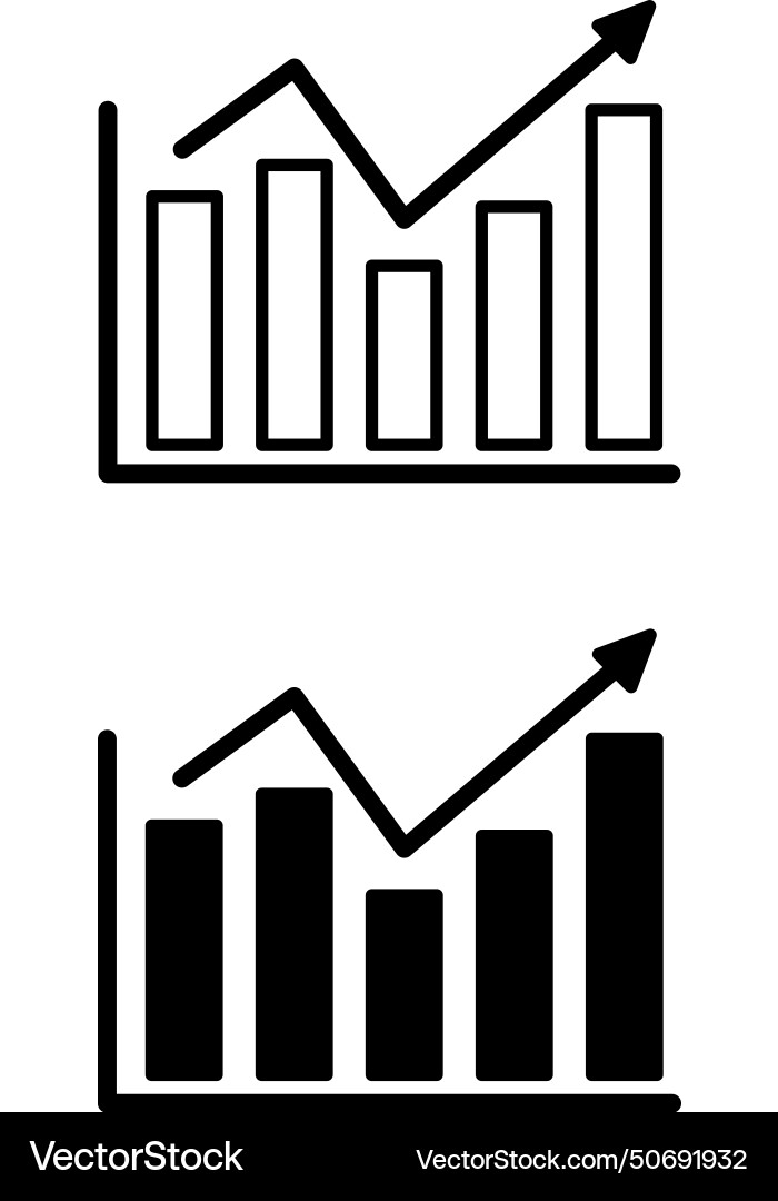 Data chart icons black and white Royalty Free Vector Image