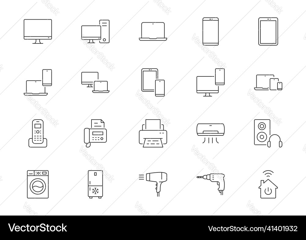 Electronics line icons outline Electronics line icons outline vector image