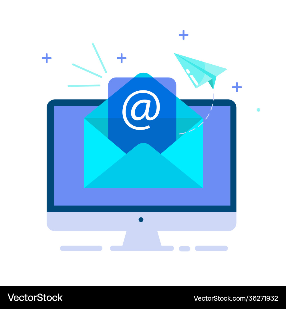 Email message on computer screen open Email message on computer screen open vector image