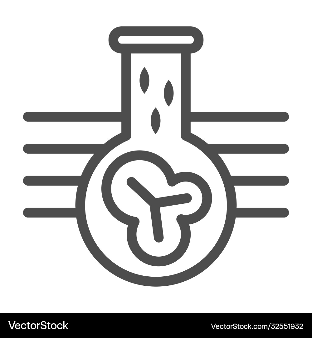 Flask with a chemical element line icon science Flask with a chemical element line icon science vector image
