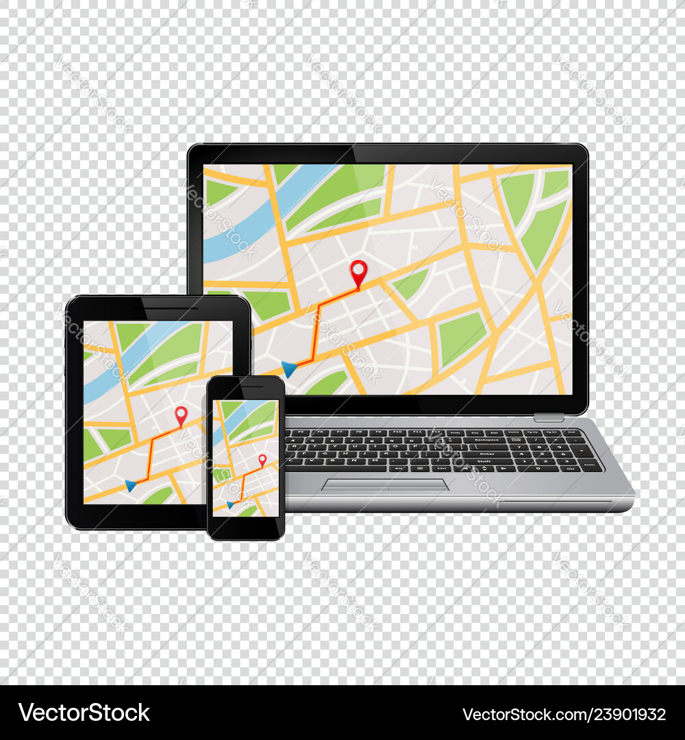 Gps navigation map on display of modern digital Gps navigation map on display of modern digital vector image